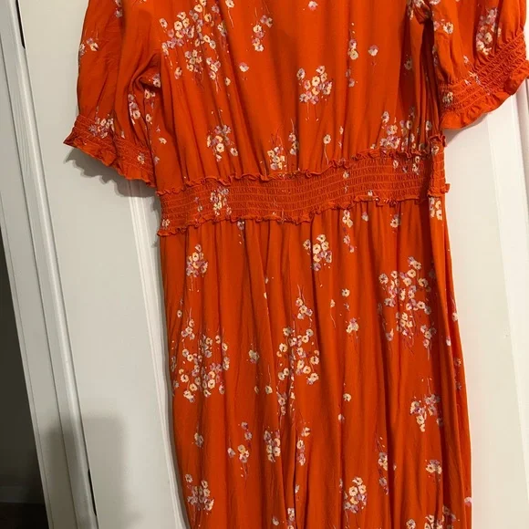 a.n.a Orange Floral Jumper Size Medium - Picture 7 of 8